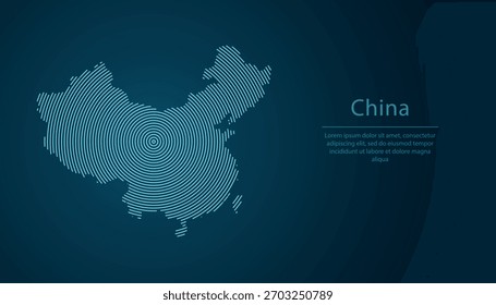China outline map filled with concentric circles on dark gradient background