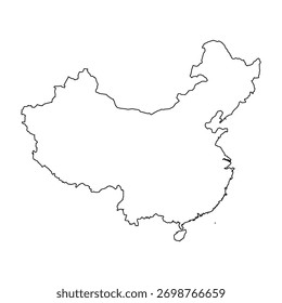 China outline map. China map vector. China map on white background