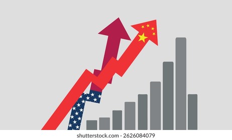 China Overtakes US in Economic Growth – Financial Bar Graph Illustration , China Overtakes USA in Economic Growth
