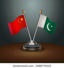 China and Pakistan table flags relation with gradient backgrund