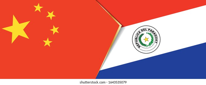 China and Paraguay flags, two vector flags symbol of relationship or confrontation.