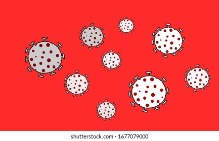 China pathogen respiratory infection. Corona virus 2019. Covid-19. 2019-ncov. Deadly virus. cartoon. Illustration. Red background