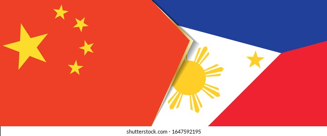 China and Philippines flags, two vector flags symbol of relationship or confrontation.