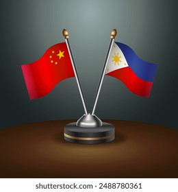 China and Philippines table flags relation with gradient backgrund