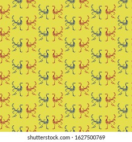 China phoenix mascot Vector abstract seamless pattern. Vintage art deco texture , Ideal for greeting card or backdrop template design