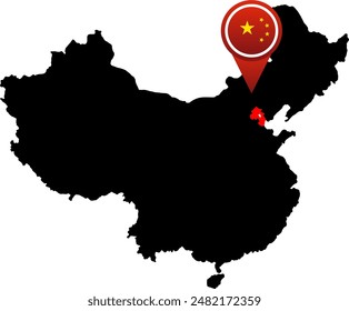 
China mapa de ubicación de mapa de pin capital Vector