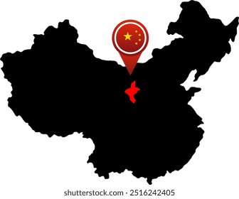 China Pin Kartenposition Ningxia