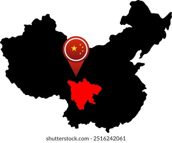 China pin map location Sichuan vector