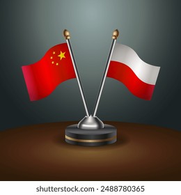 China and Poland table flags relation with gradient backgrund