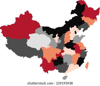 China political map with pastel colors.