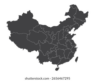 Vetor do mapa político da China definido com províncias