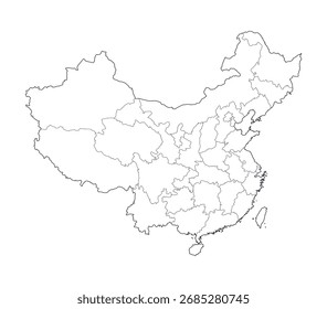 Vetor do mapa político da China definido com província