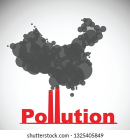 China pollution. factory with pollution smoke - vector illustration