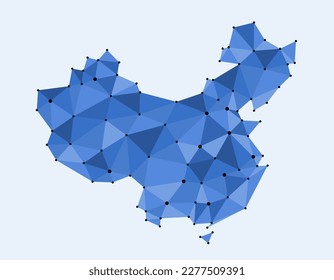 Mapa poligonal de China. Mapa vectorial de bajo estilo de poli de China.