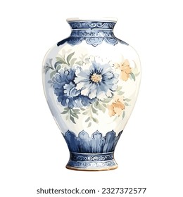 china porcelain ceramic traditional with flower pattern in watercolor