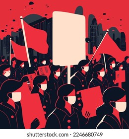 China protest illustration vector art about covid and zero covid zone 