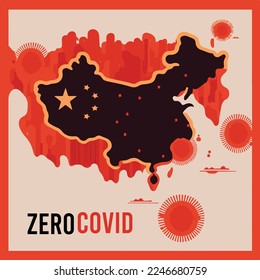 China protest illustration vector art about covid and zero covid zone 