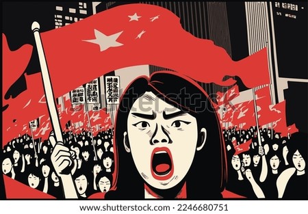 China protest illustration vector art about covid and zero covid zone 