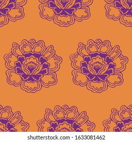 China Purple lotus mascot Vector abstract seamless pattern. Vintage art deco texture , Ideal for greeting card or backdrop template design , China background