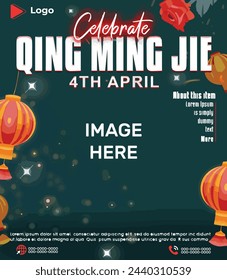 China qingming Festival celebration instagram and facebook post template | China qing ming social media post and web banner design | China qingming instagram and facebook post template design china	
