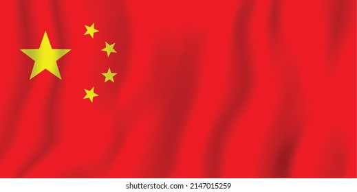 China realistic waving flag vector illustration. National country background symbol. Independence day