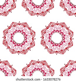 China red lotus mascot Vector abstract seamless pattern. Vintage art deco texture , Ideal for greeting card or backdrop template design , China background