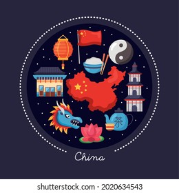 china republic icons in circle