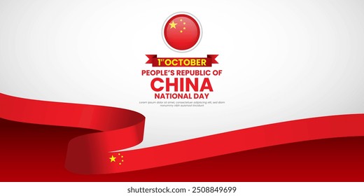 China ribbon flag. People's Republic of China national flag. National flag background design