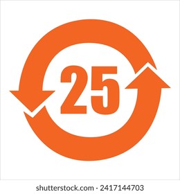 China RoHS Mark Label Environmentally Friendly Use Period during EFUP 25 Years Orange.