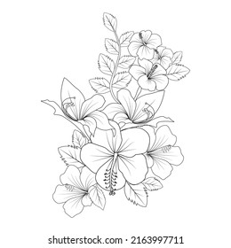 
china rose flower doodle coloring page illustration and line art stroke