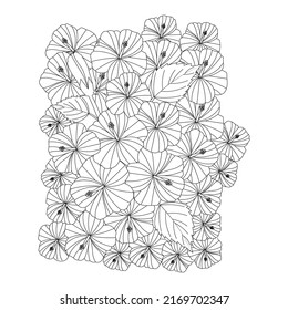 china rose flower vector line art design on black and white background for coloring page