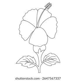 China Rose Line Art for Coloring Page
