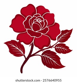 china rose Silhouette vector on white background