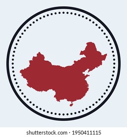 China round stamp. Round logo with country map and title. Stylish minimal China badge with map. Vector illustration.