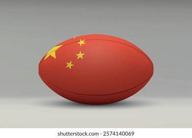 China rugby ball featuring the national flag design on a gray background