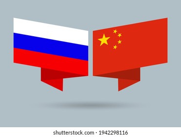 China and Russia flags. Chinese and German national symbols. Vector illustration.