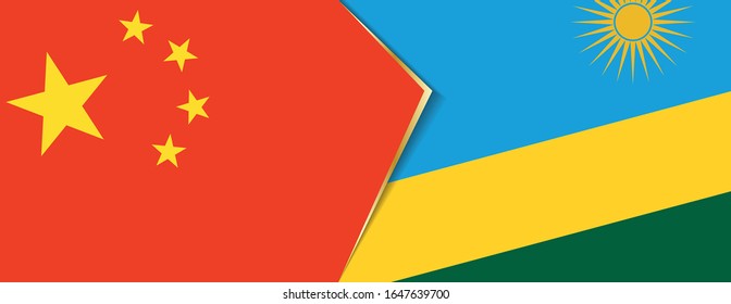 China and Rwanda flags, two vector flags symbol of relationship or confrontation.