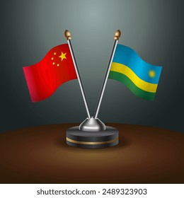 China and Rwanda table flags relation with gradient backgrund