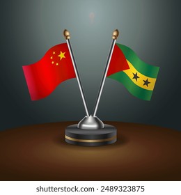 China and Sao Tome and Principe table flags relation with gradient backgrund