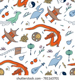 China seamless pattern. Chinese print.