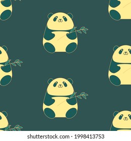 China seamless pattern with panda bear. Traditional chinses style.