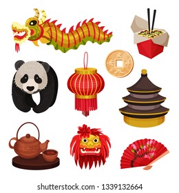 China set. East symbols concept. Vector illustration.