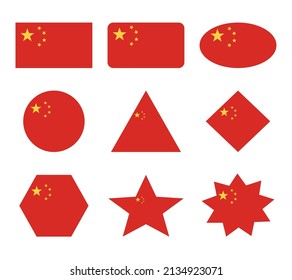 china set of flags with geometric shapes