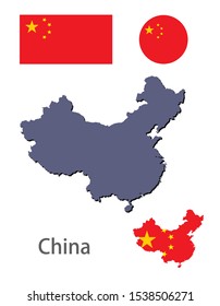China silhouette and flag vector illustration
