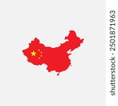 China simple vector map outline. China national flag map design illustration of china country flag inside the map vector.