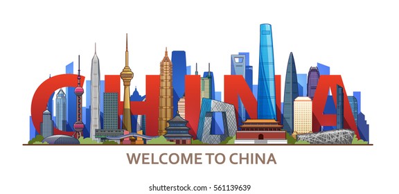 China skyline. Tourism in China. vector illustrations