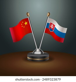 China and Slovakia table flags relation with gradient backgrund