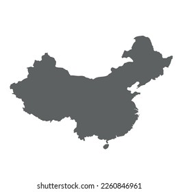 China - smooth grey silhouette map of country area. Simple flat vector illustration.
