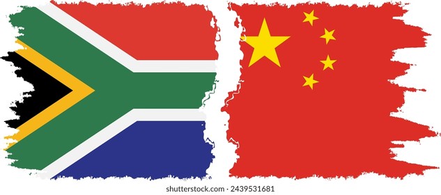China and South Africa grunge flags connection, vector