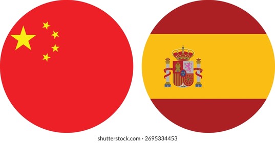 China y España bandera circular fuerte Vector en el fondo transparente 